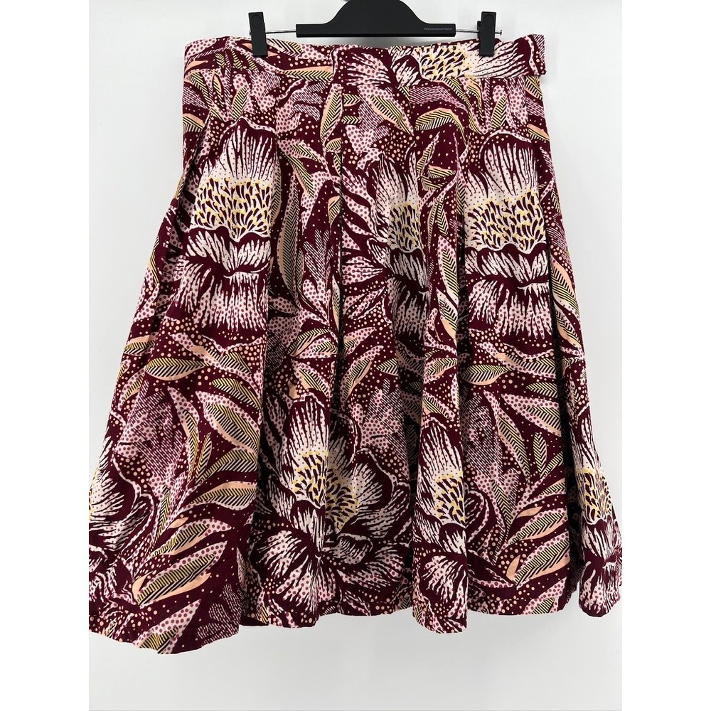 Francis + Benedict Womens XL African Wax Print Pleated Midi Skirt Burgundy Pink